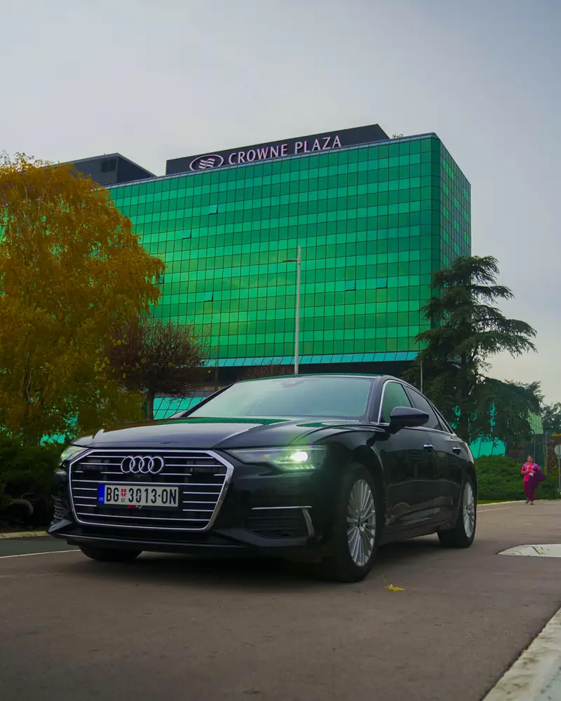 Audi A6 outside the Crowne Plaza hotel in New Belgrade