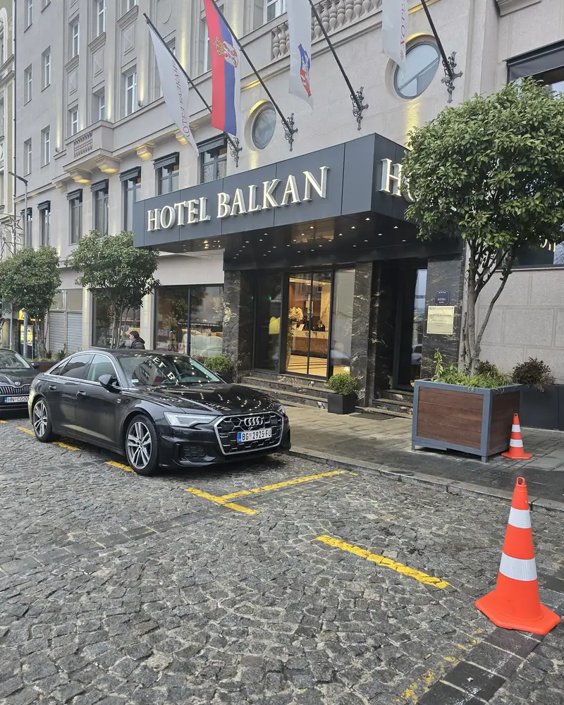 Audi A6 outside Hotel Balkan in Belgrade